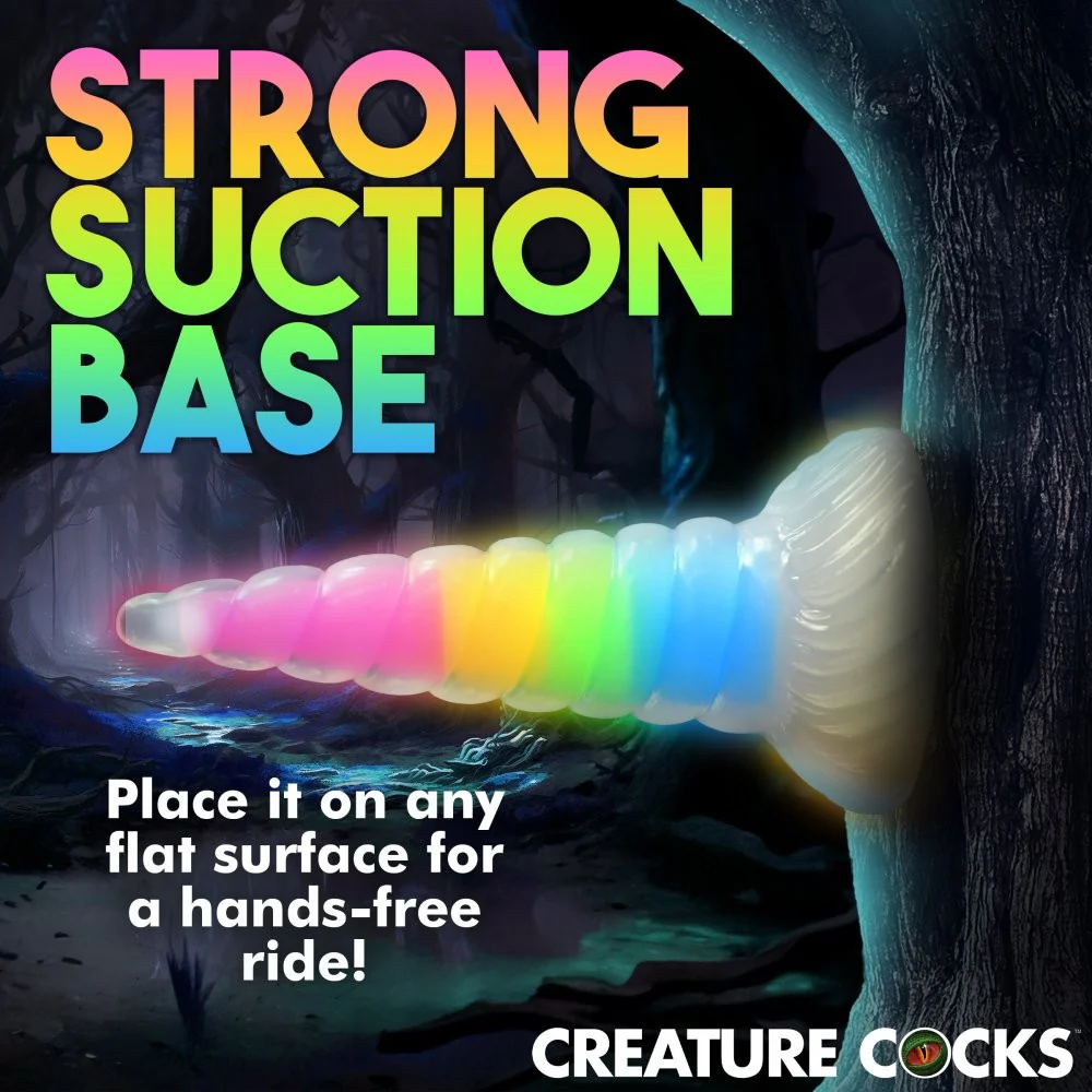 Uni-Glow Glow-In-The-Dark Rainbow Silicone Dildo - Image 8