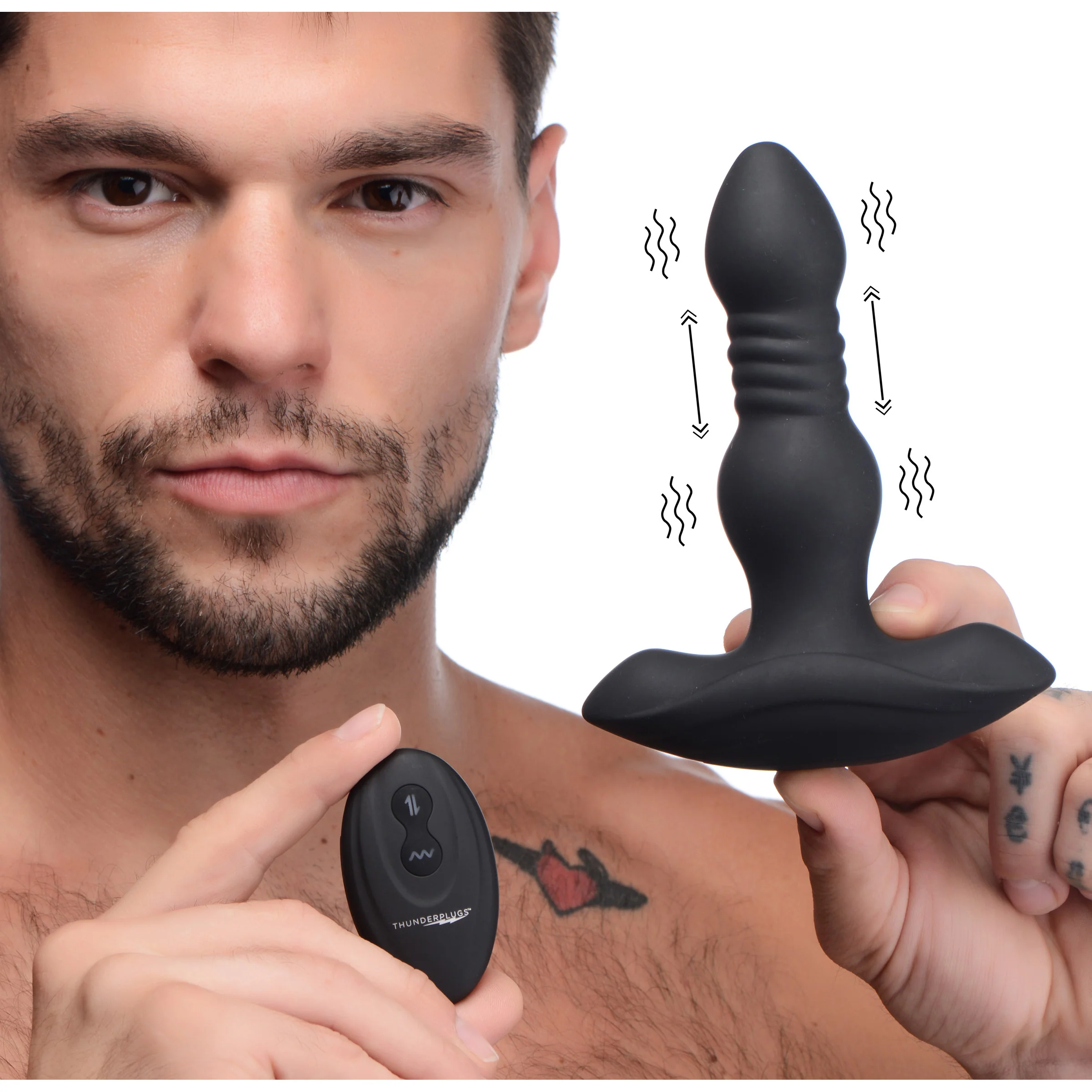 Vibrating and Thrusting Remote Control Silicone Anal Plug - Image 5