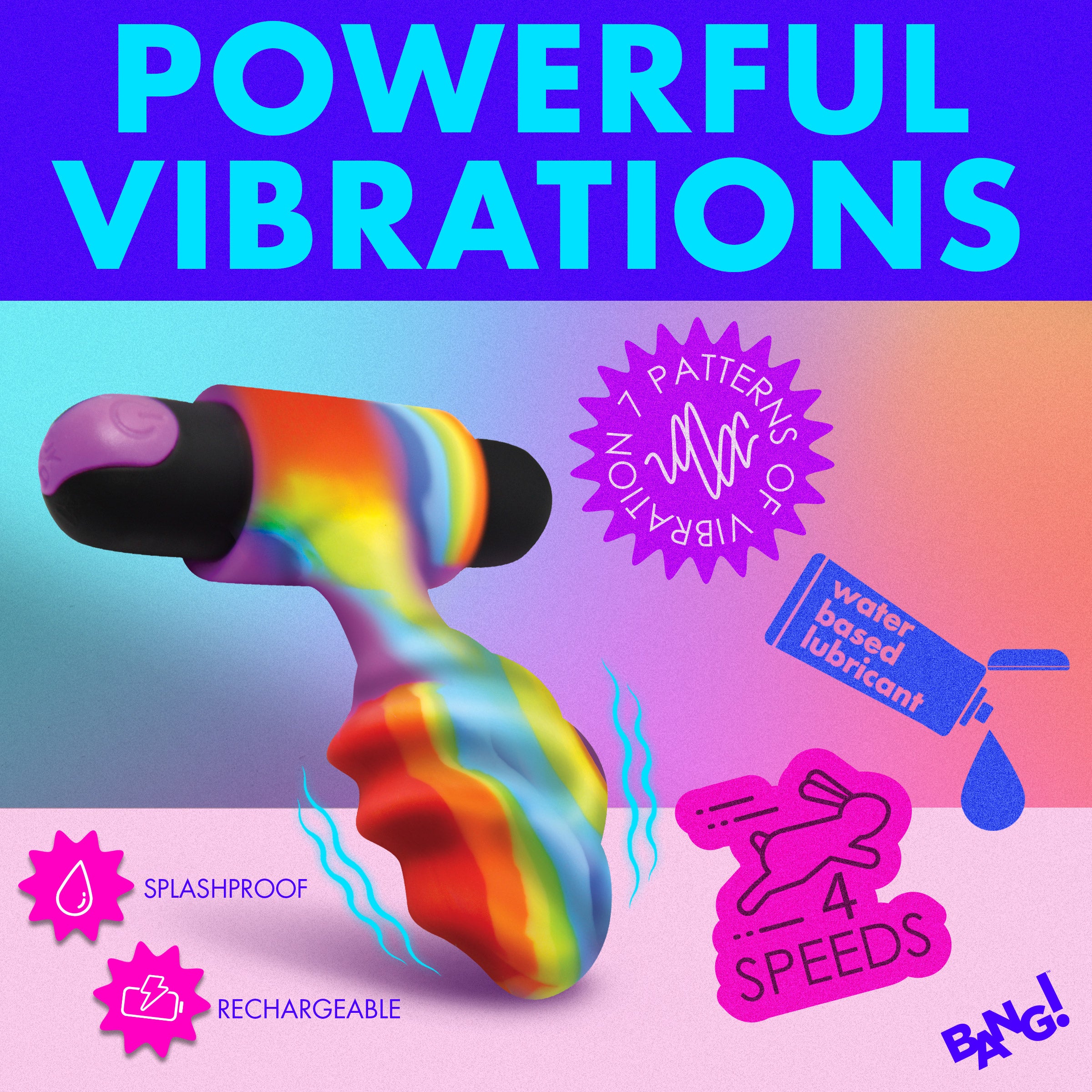 Vibrating Rainbow Butt Plug - Image 3