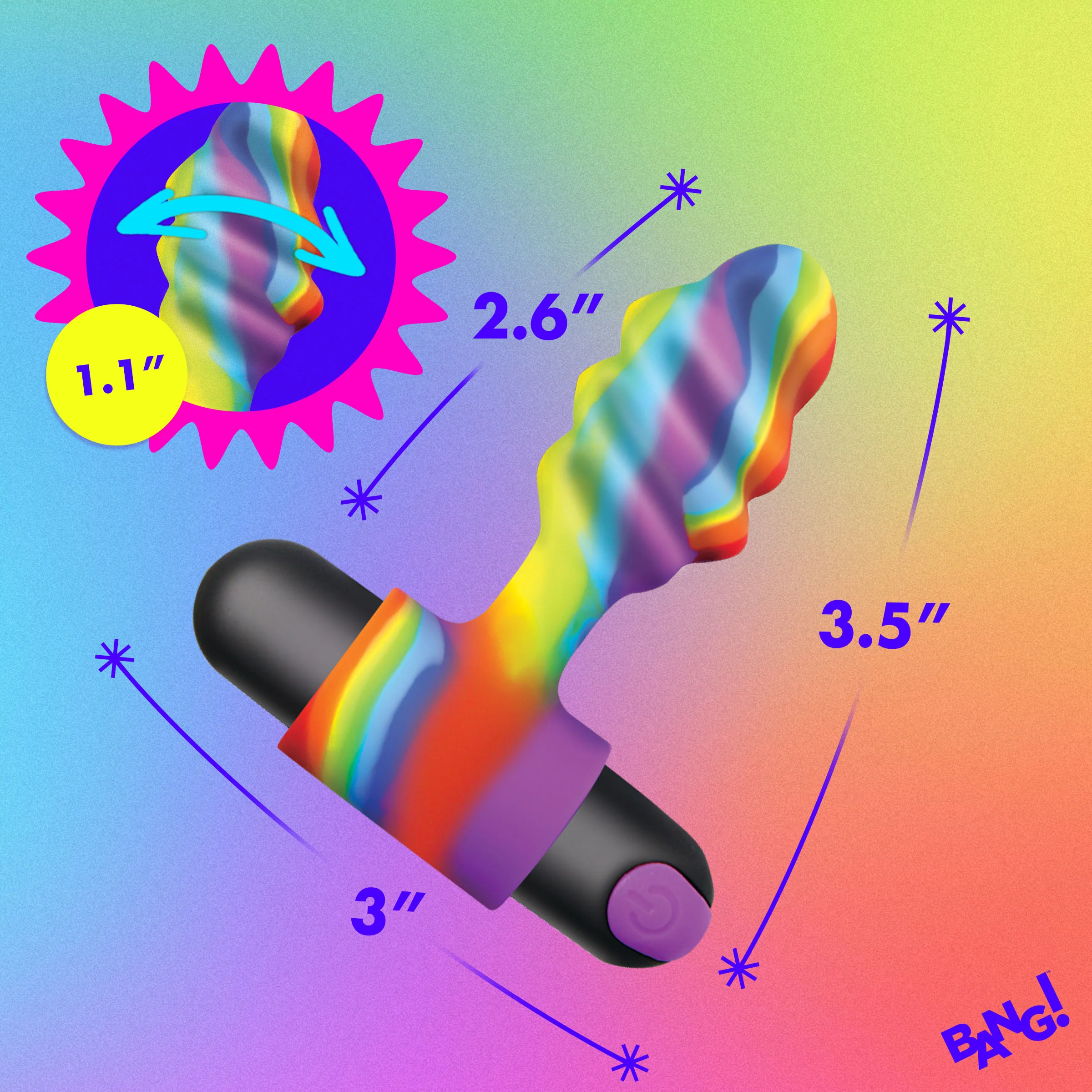 Vibrating Rainbow Butt Plug - Image 6