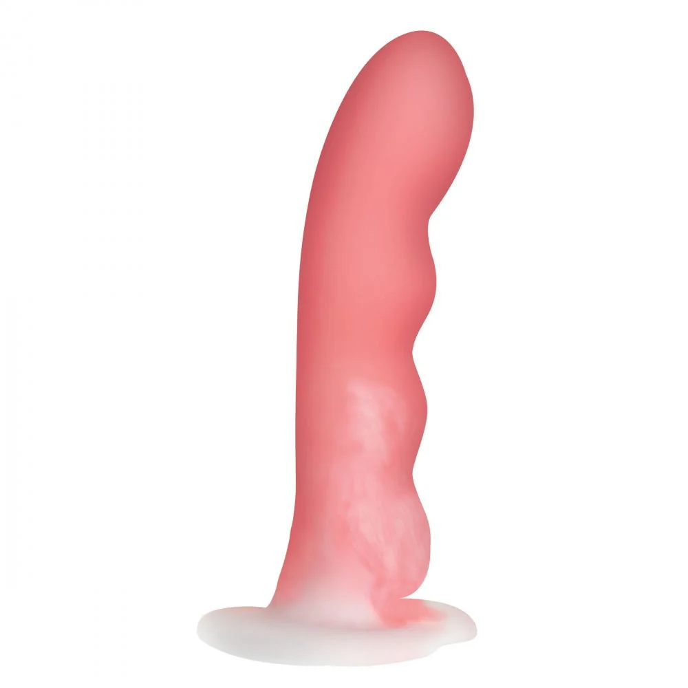 Wavy Silicone Pink and White Dildo - Image 5