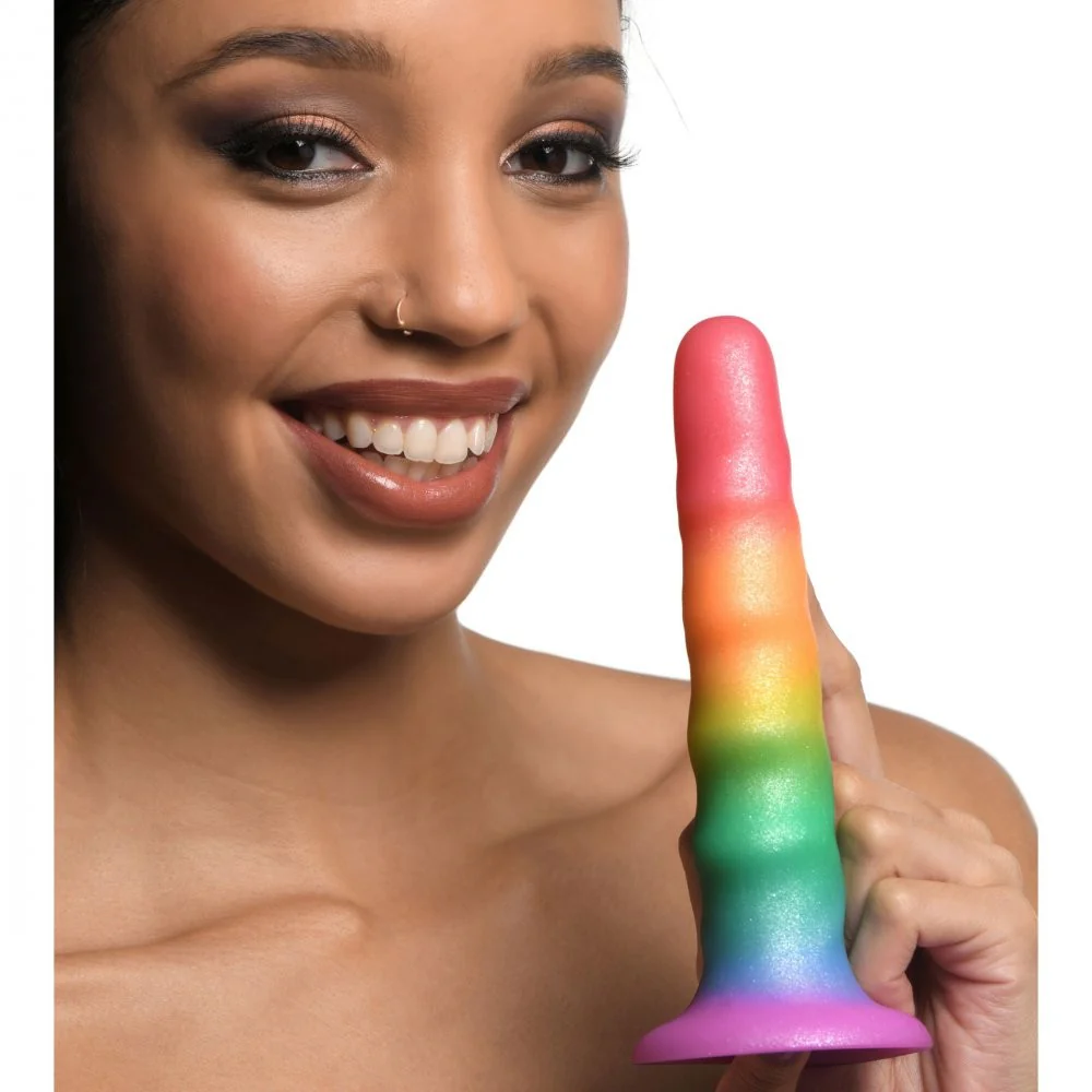 Zigzag Rainbow Silicone Dildo - Image 2